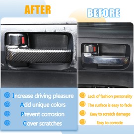 LLKUANG ABS Carbon Style Car Inner Door Handle Decoration Cover Trim Fit for Toyota Tundra/Sequoia 2007-2021 Interior Car Accessories