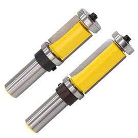 Gasea 2 Packs 1/2-Inch Shank Top & Bottom Bearing Flush Trim Pattern Router Bit Woodworking Cutter Tool 26mm & 38mm Cutting Height