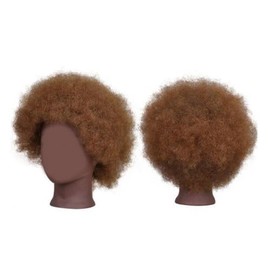 Color Afro toupee, men weave for black african men, afro man wig for african men, afro hair replacement unit,afro curly toupee for blcak african men.Bald wig for african and black men (Dark Gold)