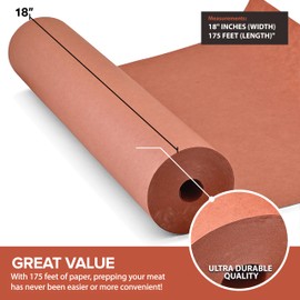 Pink Butcher Paper Roll 18”x175' (2100 Inch) Peach Butcher Paper for Smoker, Food Grade, Brisket, Ribs, BBQ, Smoking Meat, USA Made, Unbleached, Unwaxed and Uncoated, Stock Your Home