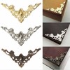 Antique Plated Metal Book Corner Decor with Triangular Flower Design Bronze BL00698 100ea