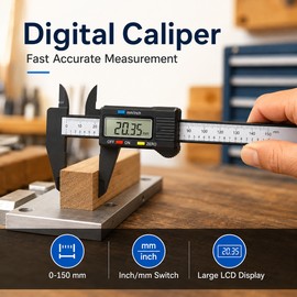 Digital Caliper Measuring Tool for DIY Projects – Carbon Fiber Vernier Gauge with LCD Inch/MM Reading