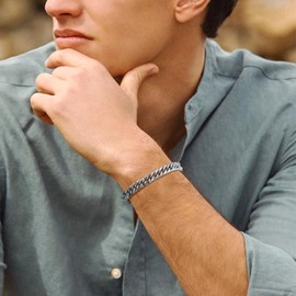 VNOX Bracelet for Men Cuban Link Chain for Women Men Stainless Steel Mens Chain Bracelet Silver Gold Black Men Bracelet Mens Jewelry Christmas Birthday Gifts for Men Boyfriend Dad Homme