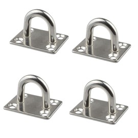 Eyeplate Pad Eye Stainless Steel Ceiling Hook Hook Wall Hook Ceiling Hook Pad Eye Rectangular Eyeplate Hardware Silver 4 Piece