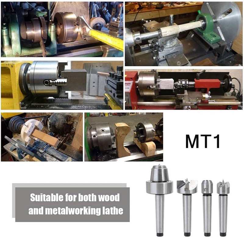 AIMALL 4PCS Wood Lathe Centre Set with MT1 Taper, Drive