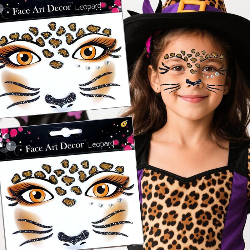 Leopard Face Tattoo Stickers Tiger Lion, Leopard Print Cat Face