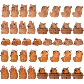 GSrenyu 40 Pcs Mini Capybara, Mini Resin Animals 2 Styles Capybara Figures Glow in the Dark Resin Animals Miniature Figures for Garden Tabletop Dollhouse Landscape Party Decor DIY