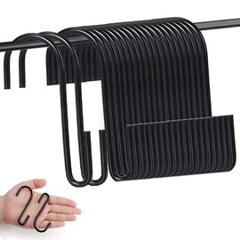 OUOQI Pack of 20 S-Hooks, Stainless Steel Metal Hooks, S-shaped Hanger Hooks, Heavy Duty Metal S Hooks, S-Hooks, Kitchen Hooks, Suitable for Bedroom, Kitchen, Bathroom, Living Room