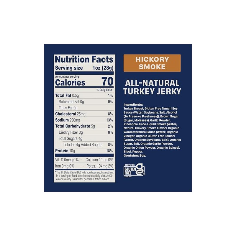 Archer Jerky Turkey Jerky, Hickory Smoke, Protein Snack, Gluten Free