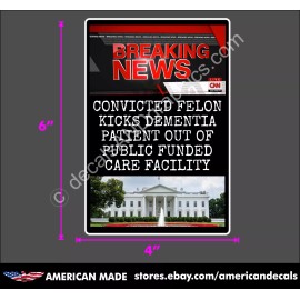 TRUMP 2024 DEMENTIA PATIENT WINDOW BUMPER STICKER POLITICAL