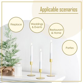 smtyle - Juego de 3 candelabros cónicos dorados para velas con hierro, 2 cm de diámetro, ideal para centro de mesa