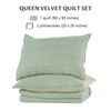 KASENTEX Queen SizeVelvet Quilt Set 3 Pieces, Luxury Soft Bedspread