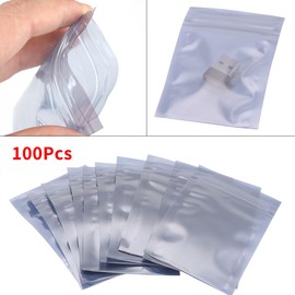 hilitand 100/Set Antistatic Ziploc Dust Bags 6 x 9 cm Anti-Static Resealable Ziploc Storage Bag for Electronic Accessories