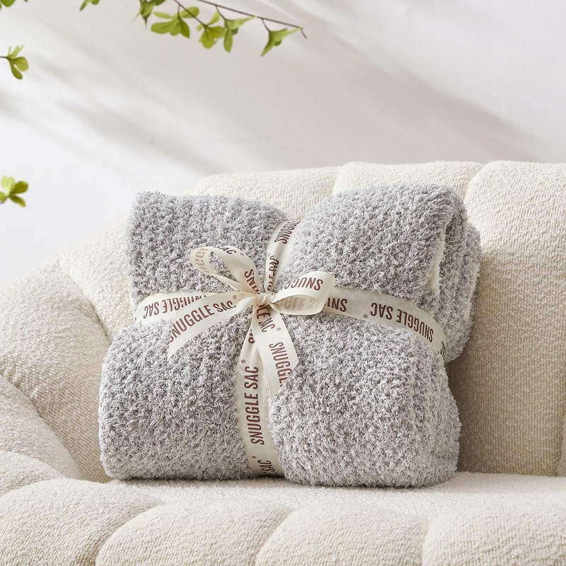 Snuggle Sac Heather Grey Throw XL Blanket for Couch, Super