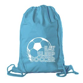 Soccer Drawstring Backpack, Lightweight Cotton Cinch Sack, Soccer Backpack - Teal CA2725SOCCER S3-2