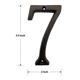 5.5 Inch House Numbers, Cast Iron House Numbers for Outside, Address Numbers for Houses, Farmhouse, Garage, Shop, Offices, Hotel, NUMBER 7