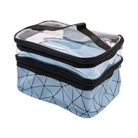 Alnicov Makeup Bags Double Layer Cosmetic Bag Travel Toiletry Bags for Men and Women (Blue)