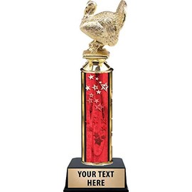 Thanksgiving Turkey Bird Trophies, Red Stars Thanksgiving Turkey Bird Trophy Award with Customized Engraving