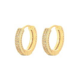 QueenBee Gold And Silver Plated Zirconia Hoop Earrings, Double Line Cubic Zirconia Elegant Hoops, Gold And Silver Jewelry Gift , Trendy Elegant Jewelry Accessories, Valentine's Day Gift for Her, Sparkling Silver Hoop Earrings, Mother's Day Jewelry Gift (