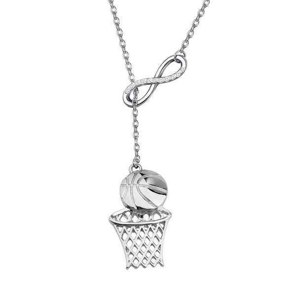 FUSTMW Basketball Necklace Basketball Hoop Pendant Basketball Lover Players Gifts Basketball Jewelry Team Gifts (Basketball Y Necklace)