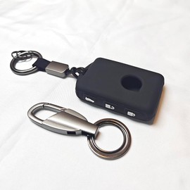 Pitruves for Volvo Silicone Key Cases, Premium Soft Remote Key Protective Case XC60 XC90 XC40 S90 V90 V60 S60 (Black)