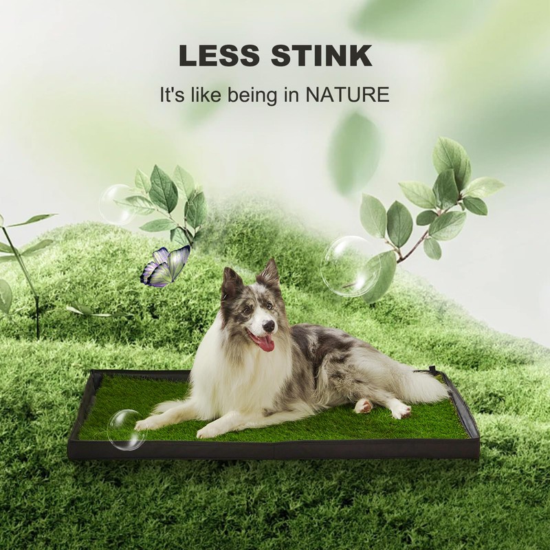 HQ4US 4LEGS Dog Grass Pad with Foldable Dog Litter Box,