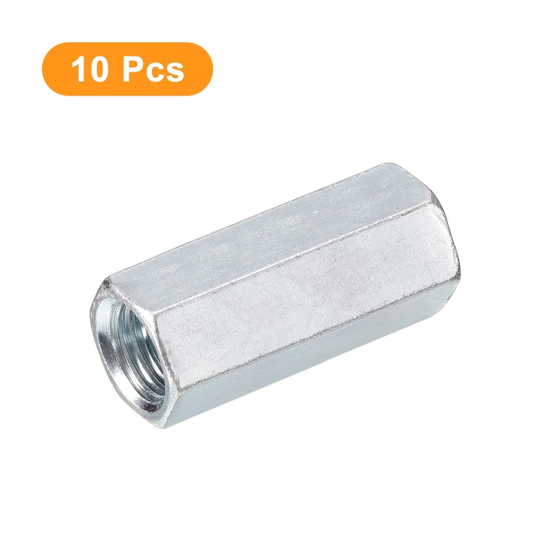 sourcing map 10pcs M14x19x45mm Coupling Nuts - Galvanized Carbon Steel