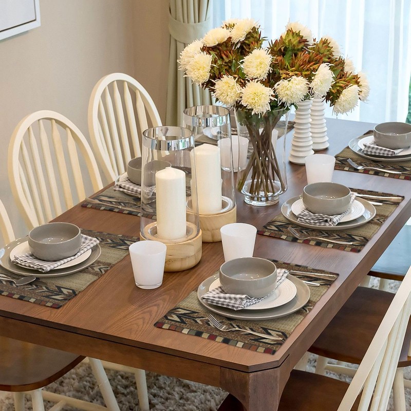 Brown Black Boho Placemats Set of 4 Rustic Aztec Western