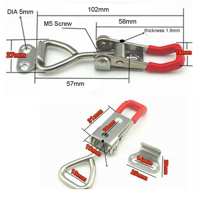 Toggle Latch Clamp 4001 2pcs, 304 Stainless Steel Adjustable Hasp