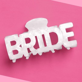 xo, Fetti Bride Claw Clip - White Marble Acrylic | Bridal Hair Accessory, Bachelorette Decorations, Bride To Be Wearable Gift, Bach Party Favor
