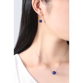 COAI Women's Jewellery Sets 925s Gemstone Necklace and Earrings, Lapis Lazuli, Lapis Lazuli