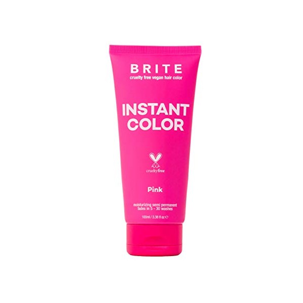 Brite Pink Semi-Permanent Hair Color - Vegan & Cruelty-Free Hydrating Hair Dye, Lasts Up to 30 Washes (100ml)