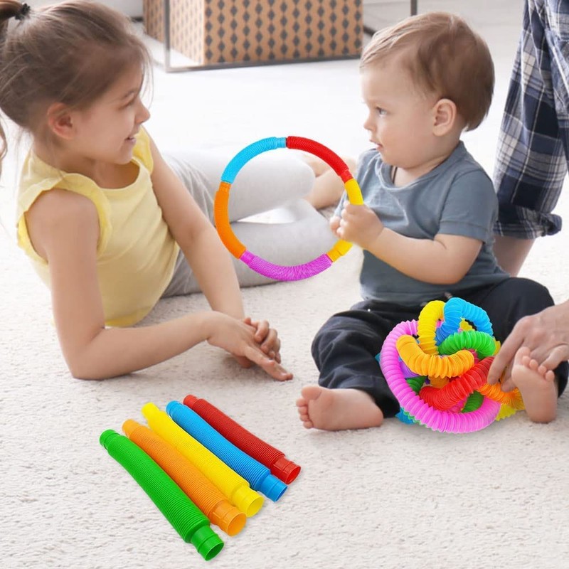Set of 16 Rainbow Pop Tubes Relieves Stress and Anxiety
