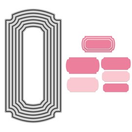 XMZZMX Geometry Rectangle Label Metal Cutting Dies for Card Making, Paper Embossing Die Cuts Kit Templates Supplies, Photo Frame Album DIY Scrapbooking Stencils Sets