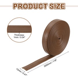 uxcell 118 Inches Double Sided PU Leather Strap, 0.47 Inches Wide Flat Leather Strips Cord String for Clothing Bag DIY Craft Making (Brown)