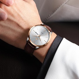 OLEVS Mens Watches Luxury Big Dial Watches for Men with Date Easy to Read Waterproof Men's Leather Classic Simple Quartz Mens Wrist Watch Analog Dress Watch for Man Relojes De Hombre