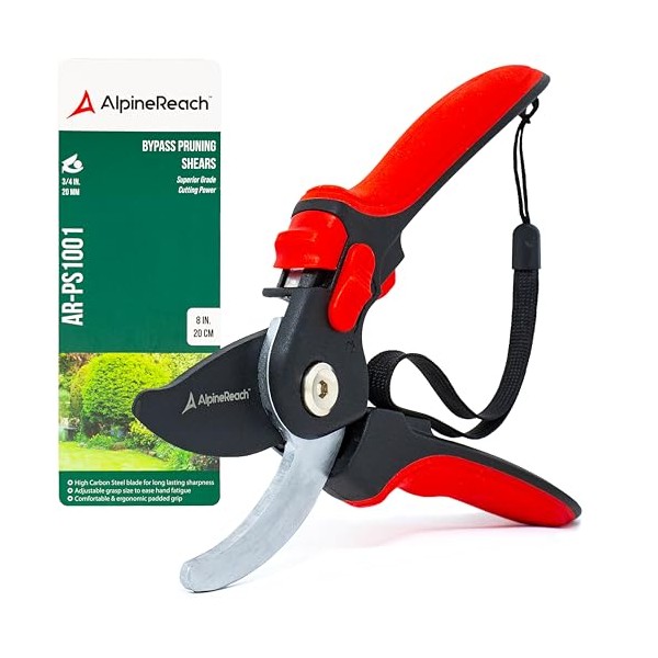 AlpineReach Bypass Secateurs for Gardening, Sharp Ergonomic Pruning Shears, Heavy