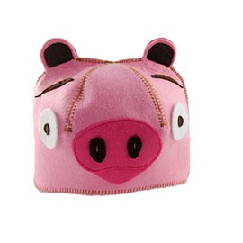 Traditional Sauna Hat - Ukrainian Artificial Felt Sauna Hats - The Main Russian Banya Accessories - Finnish Sauna Hat for Men and Women - Head Protection from Hot Steam - Pink Piggy Shape Hat