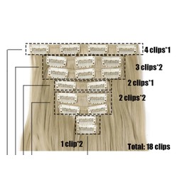 Clip In Human Hair Synthetic Full Head Hair Extension Highlights Streaks (Purple Straight, Full Head)