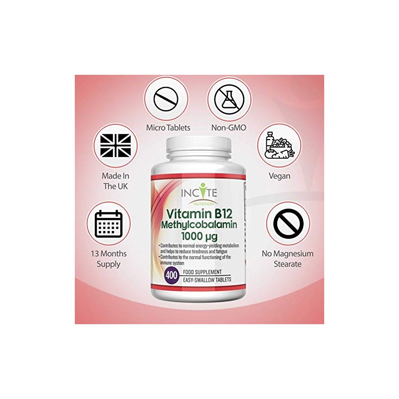Vitamin B12 1000mcg | Methylcobalamin 400 Easy Swallow Vegan Tablets