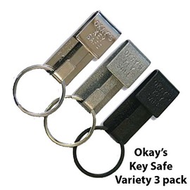 Okay's Key Safe Variety Pack. 1 Each Nickel, Black and Silver finishes. (3 Pack)