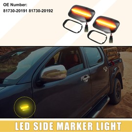 A ABSOPRO LED Side Marker Light 81730-20191 Front Driver Passenger Turn Signal Lights Fender Sidemarker Lamps for Toyota Black Lens Amber LED Light 1 Pair
