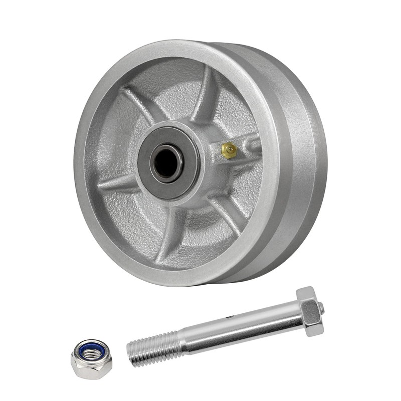 5 Inch V-Groove Steel Wheel, 7/8" Wide 90° Groove, Fits