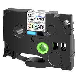 USUPERINK Compatible for Brother P-Touch TZe-131L1 TZ-131L1 TZe TZ Tape 12mm 0.47'' Black on Clear Rainbow Glitter Starry Bling Label Tape for PT-H300 PT-H300LI PT-H500LI PT-P700 PT-P710BT PT-P750W