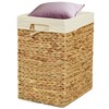 Handmade Rectangular Water Hyacinth Wicker Laundry Hamper with Lid Natural,