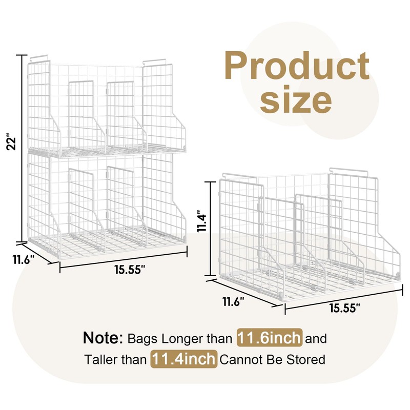 Purse Storage Organizer for Closet : Adjustable 2-Pack Dividers Handbag
