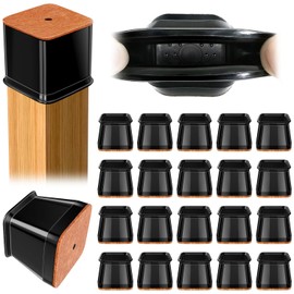 PISAO Square Chair Leg Floor Protectors 20Pcs, Felt Furniture Pads for Hardwood Floors, Chair Leg Caps Covers Protect Wooden Floors from Scratching (Black-Large)