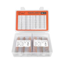 JX-E 25 Values Resistor Kit 1000Pcs 1Ω-1MΩ 1/4W Carbon Film Resistors, ±5% Tolerance for DIY Electronics, Repairs, and Educational Projects