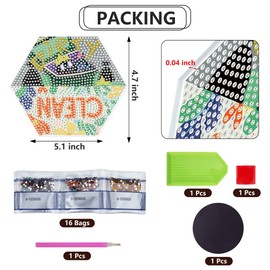 SWATOM Cartoon Doodle Diamond Painting Clean Dirty Dishwasher Magnet Strong Magnets Clean/Dirty Sign for Dishwasher Adhesive Stickers Kitchen Decor Reversible Indicator