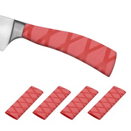 PATIKIL Cutting Knife Handle Heat Shrink Sleeve 2.2"x4.9", 4 Pack Chef Cutter Non Slip Wrap for Kitchen Knife Management, Red x Pattern